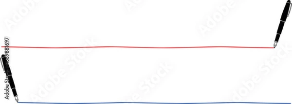 Obraz 万年筆で描いた赤と青の線ベクターイラスト