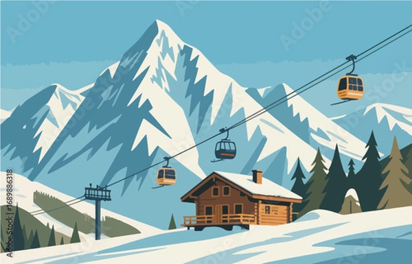 Fototapeta European architecture and scenery, vector graphics