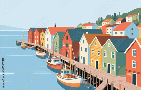Fototapeta European architecture and scenery, vector graphics