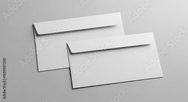Obraz Blank White Envelopes on Gray Background.