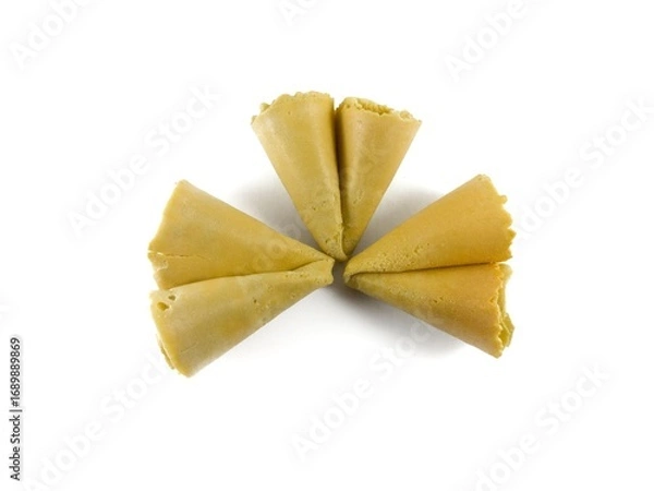 Fototapeta Semprong cake, sapit, sepit, Dutch cake, gapit, kassipi, kapit, Asian egg roll. A waffle or pastry snack originating from Indonesia. Semprong cake isolated on a white background.