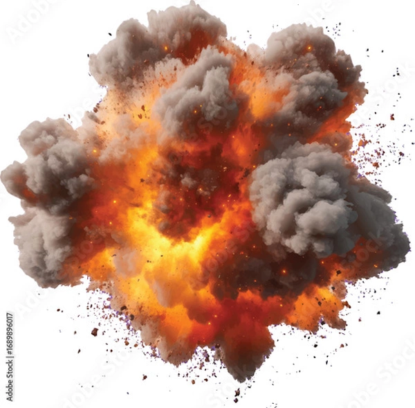 Obraz Fiery Explosion with Smoke and Debris blast fire