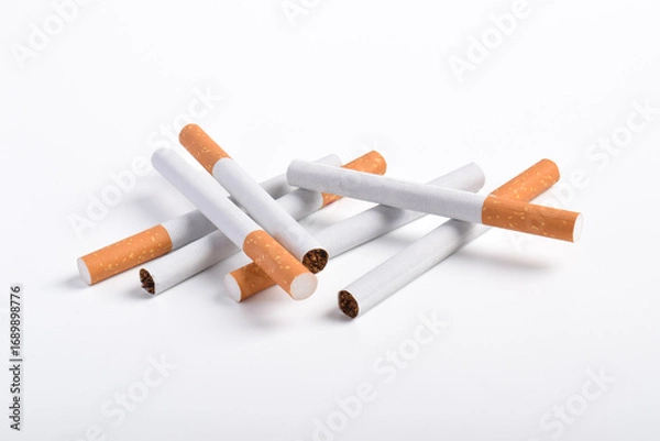 Fototapeta Pile of cigarettes isolated on white background
