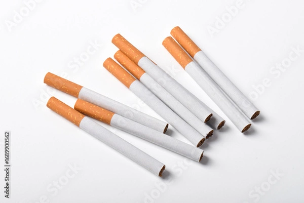 Fototapeta Cigarettes with filter isolated on white background
