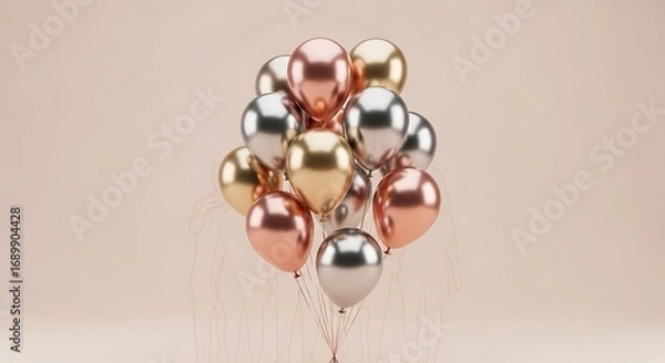 Fototapeta Metallic Balloons Bunch.