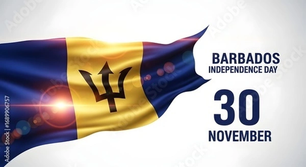 Fototapeta Barbados independence day celebration with waving flag and date