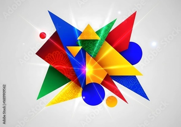 Fototapeta Colorful Geometric Abstract Art with Triangles and Circles