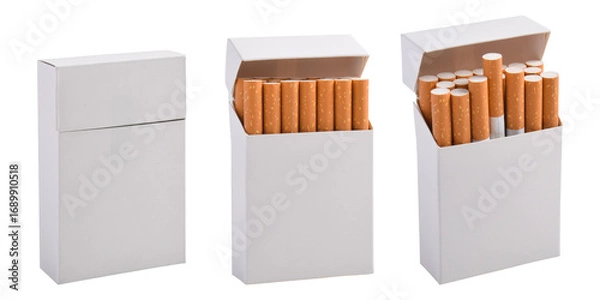 Fototapeta Set of Cigarette box isolated on white background
