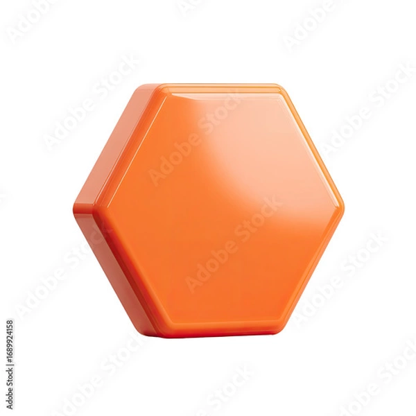 Obraz 3D rendered,  bright orange, hexagonal prism