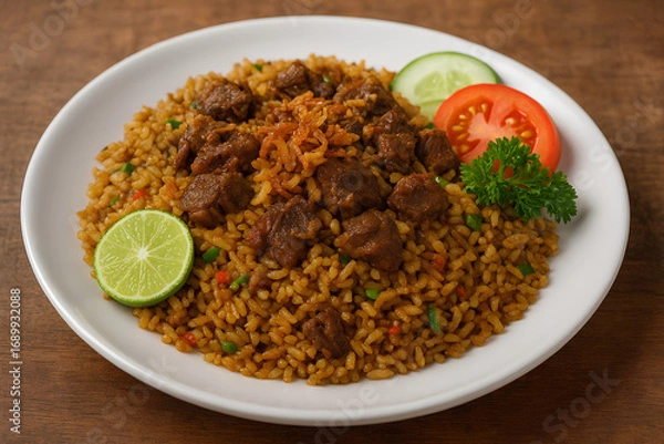 Fototapeta Jakarta-style goat fried rice