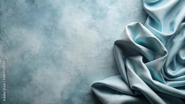 Fototapeta Serene Draped Fabric on Textured Background A Study in Soft Blue Hues and Elegant Waves
