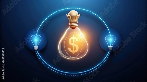 Fototapeta Illuminating Financial Innovation  A Conceptual Representation of Bright Ideas Leading to Profitable Ventures