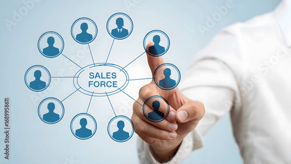 Fototapeta Engage your sales team with modern digital workforce connection concept