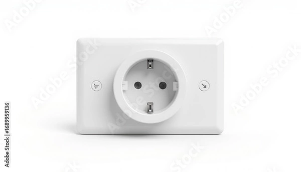 Fototapeta White electrical socket on plain background  