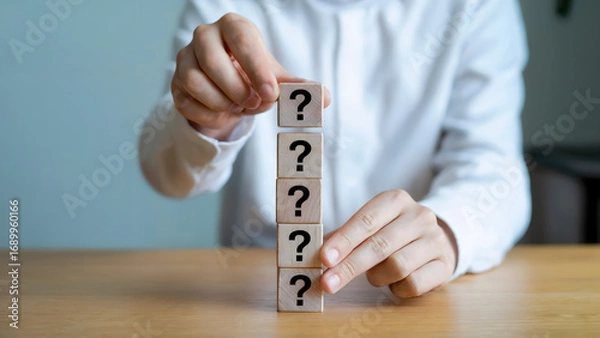 Fototapeta Solving business questions using blocks for creative problem solutions