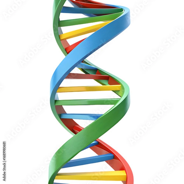 Fototapeta Colorful DNA Double Helix: Genetics, Molecular Biology, and Science Illustration on transparent background