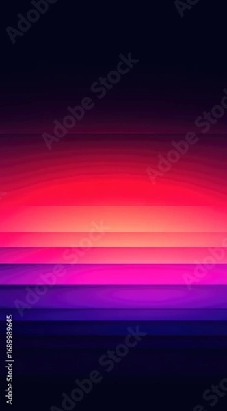 Obraz Vibrant abstract horizon of red, orange, pink, and purple gradient stripes against a dark blue-black backdrop suggesting a sunset or sunrise