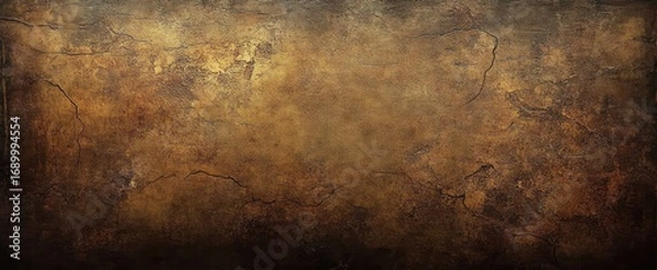 Fototapeta close up of a cracked, textured, aged rusty brown surface with rough patches and dark shaded areas evoking a worn and weathered feel