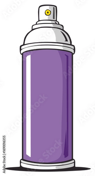 Obraz Stylized Purple Spray Can Standing Upright with a White Cap on the Top with a Yellow Center Piece