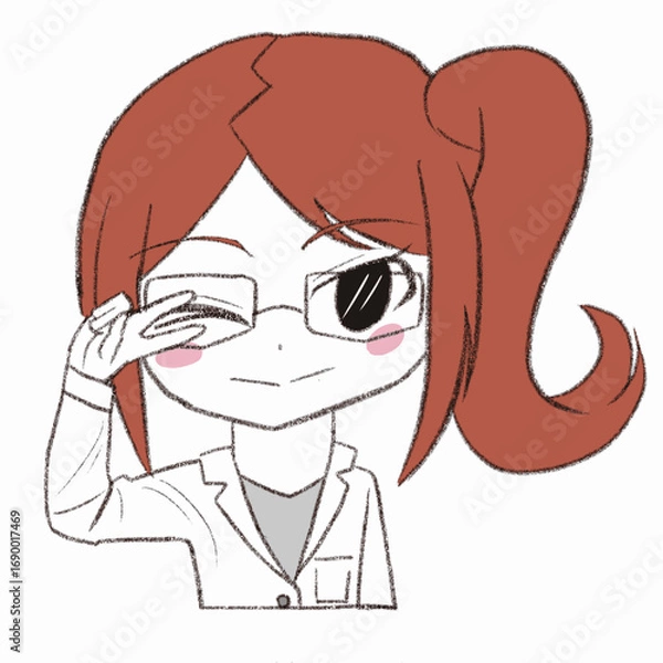 Obraz 白衣を着た女性がウインクしている