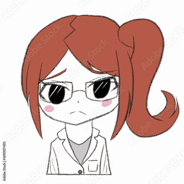 Obraz 白衣を着た女性が悩んでいる