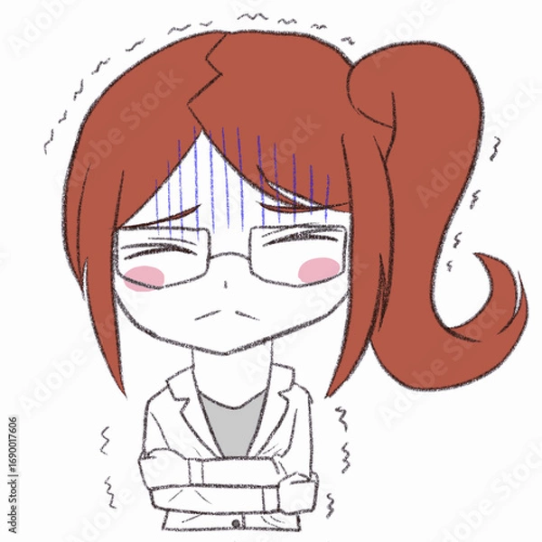 Obraz 白衣を着た女性が震えている