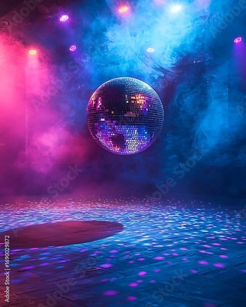 Fototapeta Retro party vibes created with shining disco ball high resolution picture