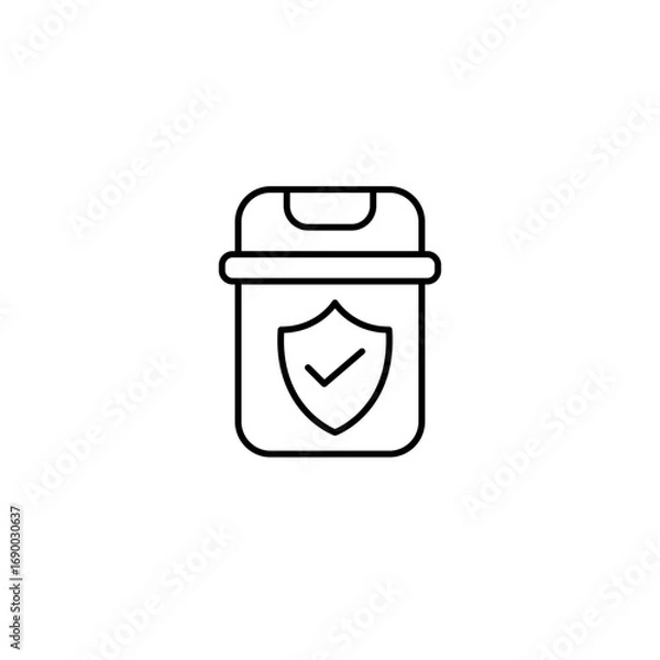 Fototapeta Safe waste disposal, verified recycling. Pixel perfect, editable stroke vector icon
