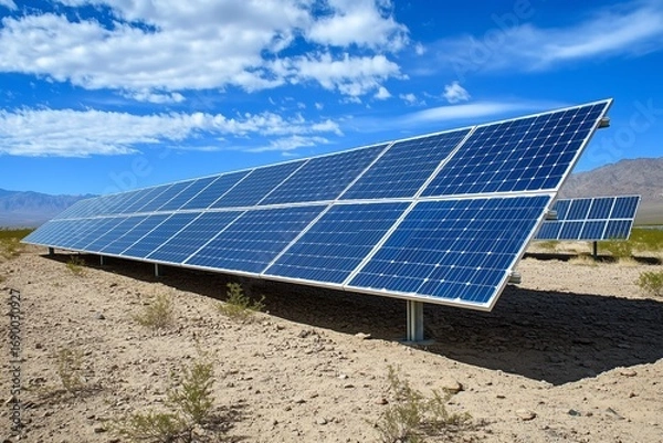 Obraz Solar Panels in a Desert Landscape