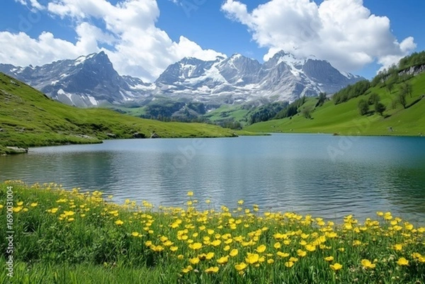 Obraz Lake Surrounded by Mountainous Landscape