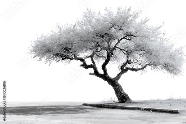 Fototapeta Solitary dead tree with dramatic shadow high resolution picture