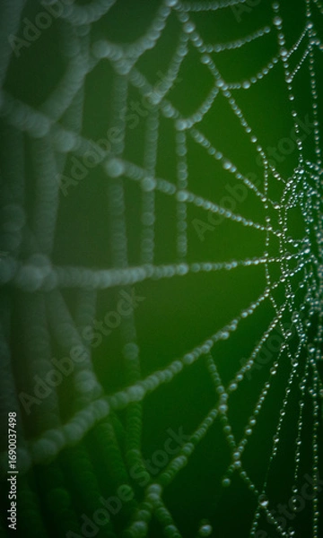 Fototapeta spider web with dew drops