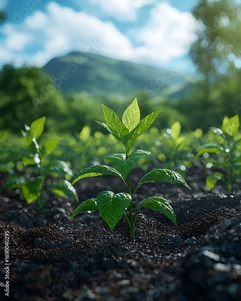 Fototapeta Technology and nature fusion in futuristic farming high resolution picture