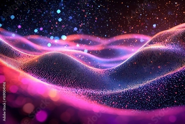 Fototapeta Vibrant abstract energy waves with lights high resolution picture