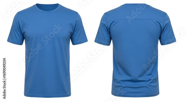 Fototapeta Blue t shirt front and back view isolated on transparent background