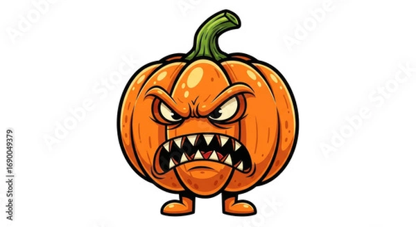 Fototapeta Angry jack o lantern halloween character isolated on transparent background