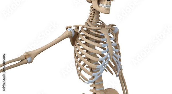 Fototapeta Human anatomical skeleton model isolated on transparent background