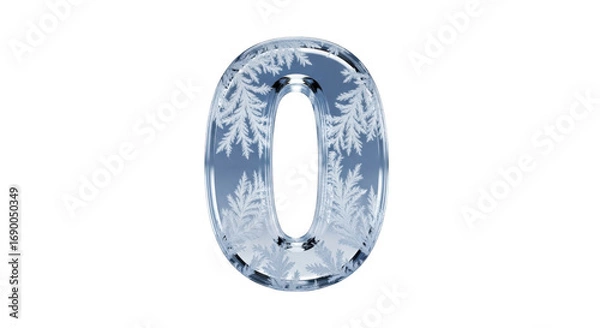 Fototapeta Frozen number zero isolated on transparent background