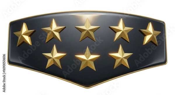 Fototapeta Dark shield with ten golden stars isolated on transparent background