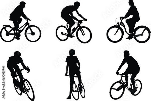 Fototapeta Cyclist silhouette vector illustration of a person riding a bicycle