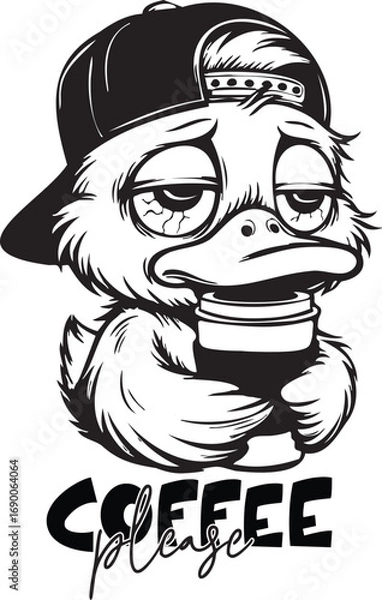Fototapeta Coffee Please Funny Vector Design, Funny duck SVG
