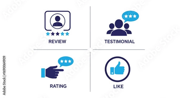 Fototapeta Vector illustration of review, testimonial, rating, and like icons