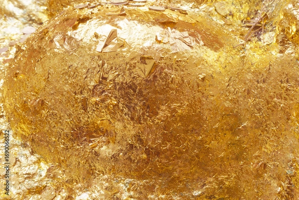 Fototapeta Texture of the gold leaf, Gold background, Picture from Buddha image Back