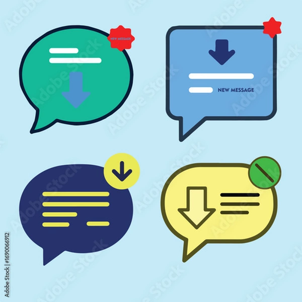 Fototapeta Message Chat Bubble Icons Set with Notifications
