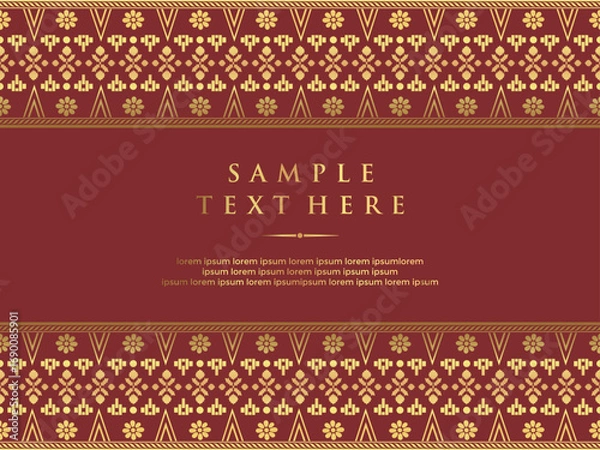 Obraz Elegant Songket Invitation or Decorative Template with Gold Ornaments