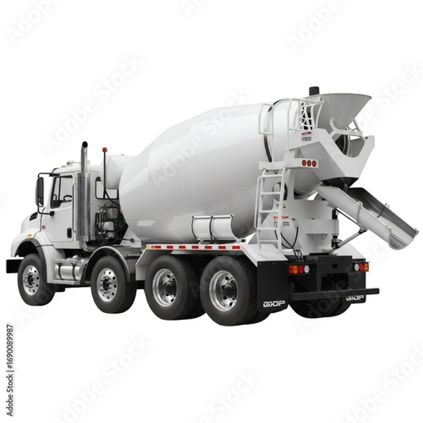 Fototapeta White cement mixer truck isolated on transparent background
