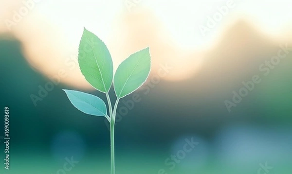 Obraz Fresh Green Plant Sprout Against Soft Background of Nature