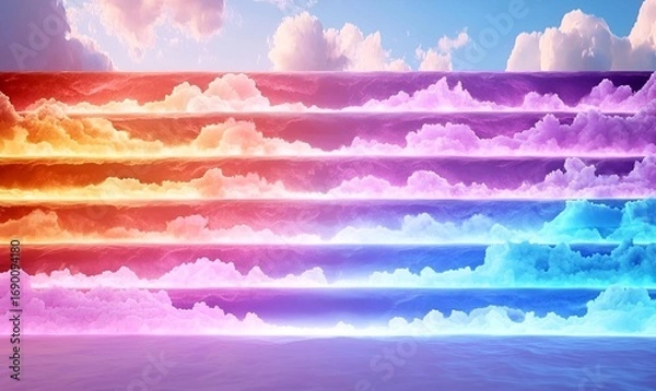 Obraz Colorful Gradient Clouds in Layers Over Bright Blue Sky