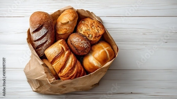 Obraz Artisan Breads in Paper Bag: A Baker's Selection