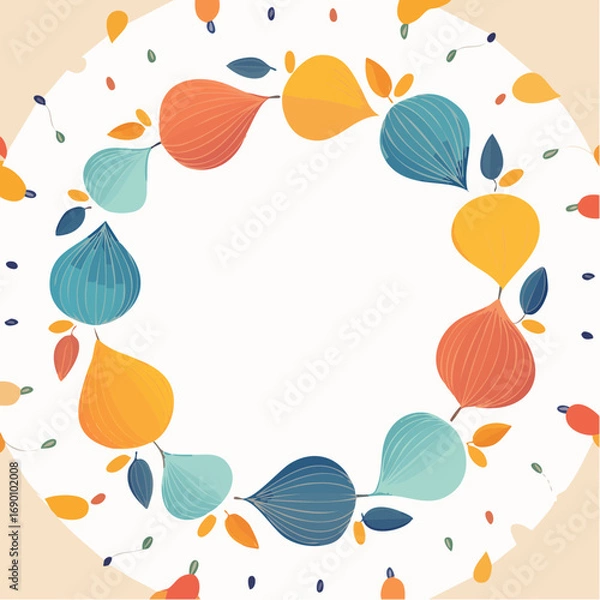 Obraz Colorful Leaf Wreath Frame On White Background